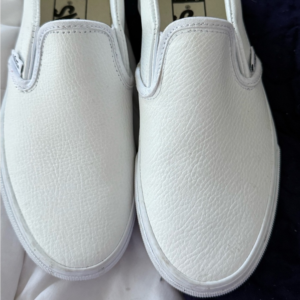 Boys, custom white leather vans